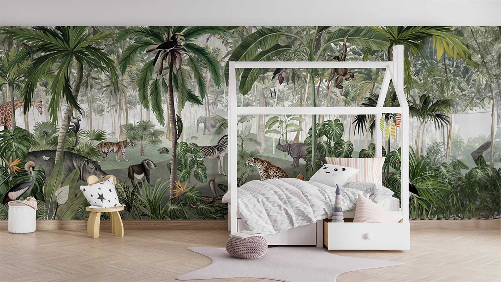 dark jungle wallpaper with animals-sample