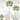 Tropical wallpaper featuring tall trees, lush leaves, pink blooms, dragonfly, butterfly and bird on a soft pastel backdrop.