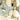 Contemporary wall mural with tan, beige, and brown geometric forms and green vertical stripes layered over a crisp white backdrop.