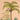 Monkey perched in a palm tree reaching for red fruit, with tropical plants below on a textured beige wallpaper background.