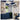 Blue and white floral wallpaper highlights a modern bathroom with blue tiles, potted plants, art, toilet and sunlit window.