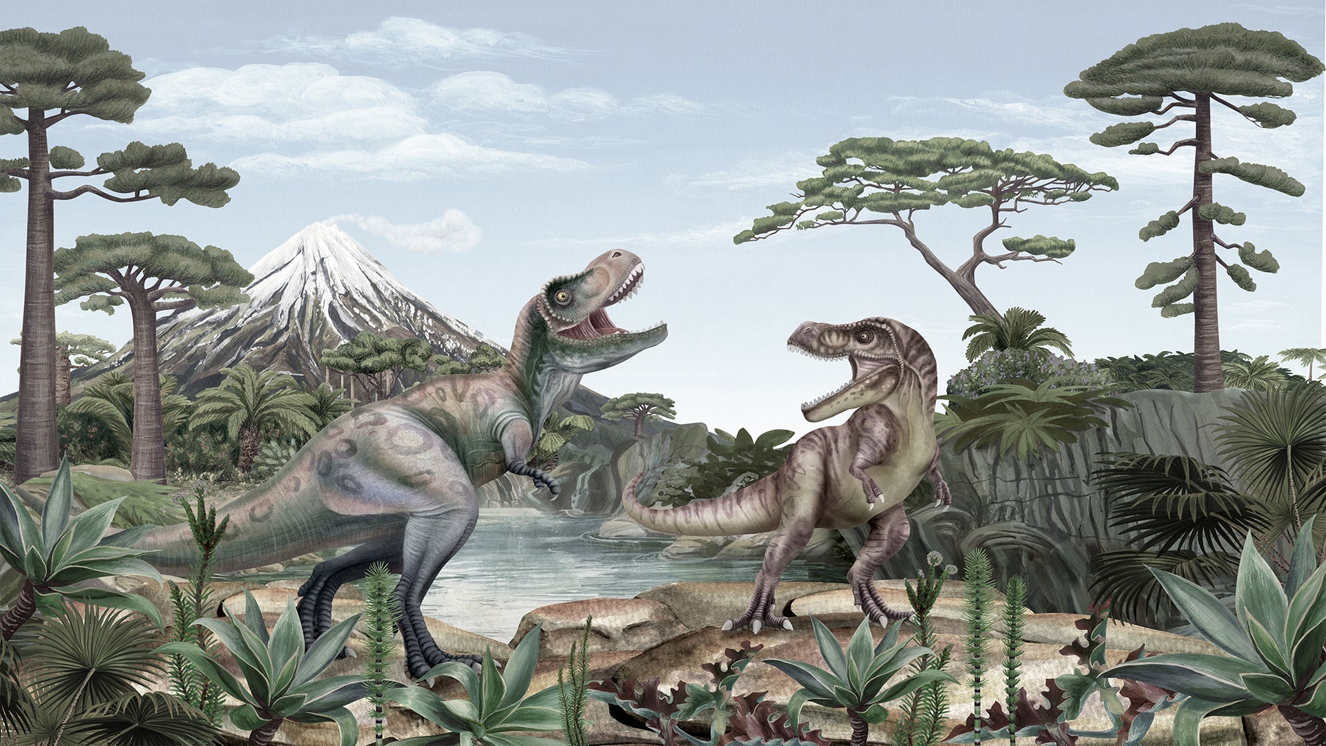 Large dinosaur wallpaper for baby boy room-sample
