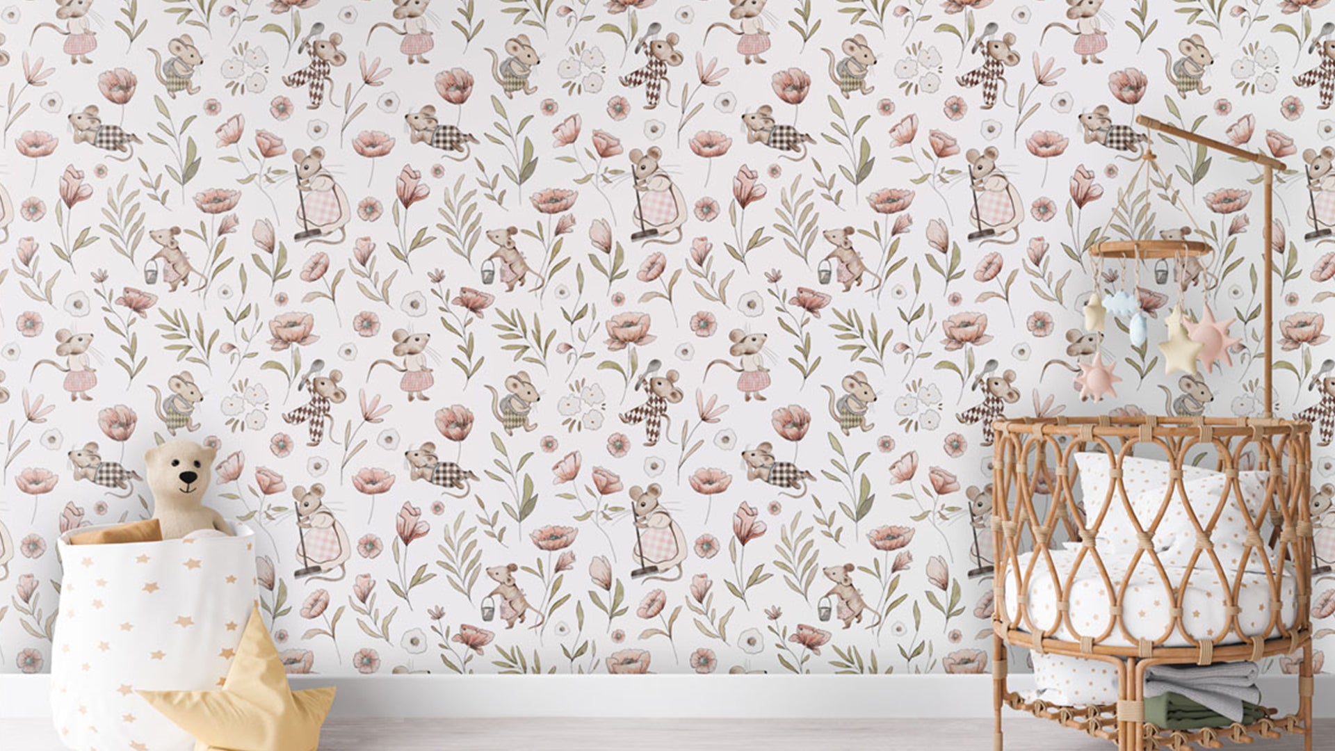 Whimsical Squirrel Wallpaper for kids room-sample