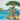 Whimsical wall mural featuring a seaside treehouse restaurant with cats dining on multiple wooden decks overlooking the blue ocean.