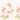 Pink lotus blossoms and green leaves with delicate butterflies form a repeating pattern on striped, white and pale pink floral wallpaper.